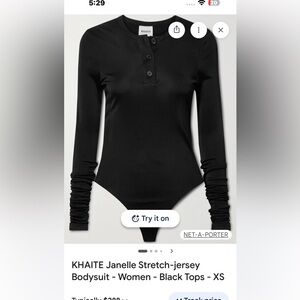 KHAITE Black Button-Front Long Sleeve Top